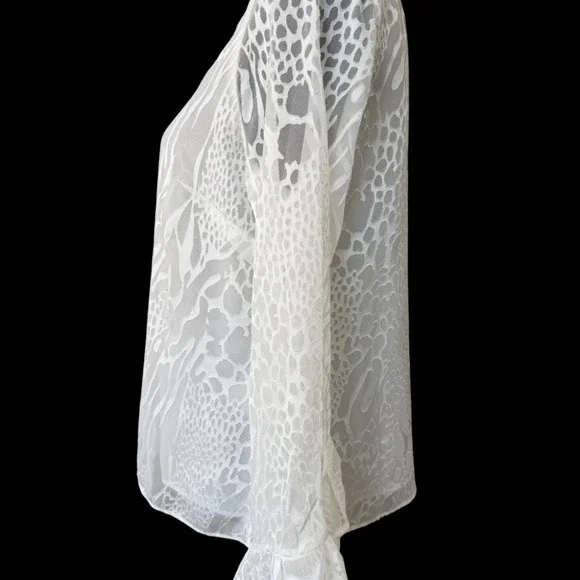 White House Black Market Feminine Romantic Ruffle Long Sleeve Lined Blouse S - Picture 5 of 15